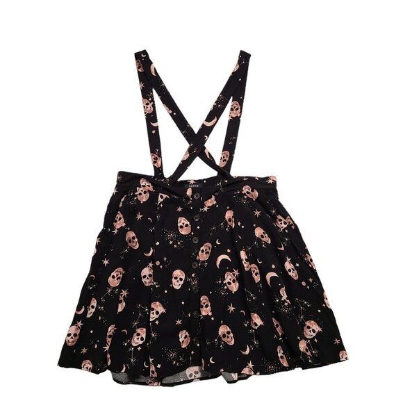 Torrid Womens Size 1 Mini Challis Skirtall Black Scull Print Gothic Grunge - Picture 3 of 9